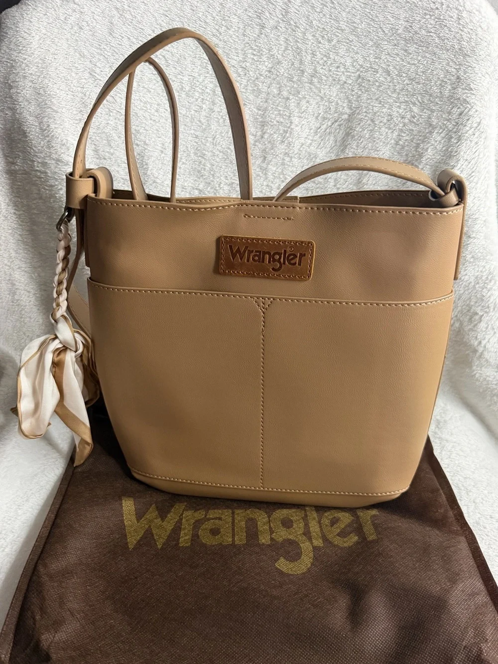 Wrangler Beige/Tan Crossbody Bag - Smooth Faux-Leather